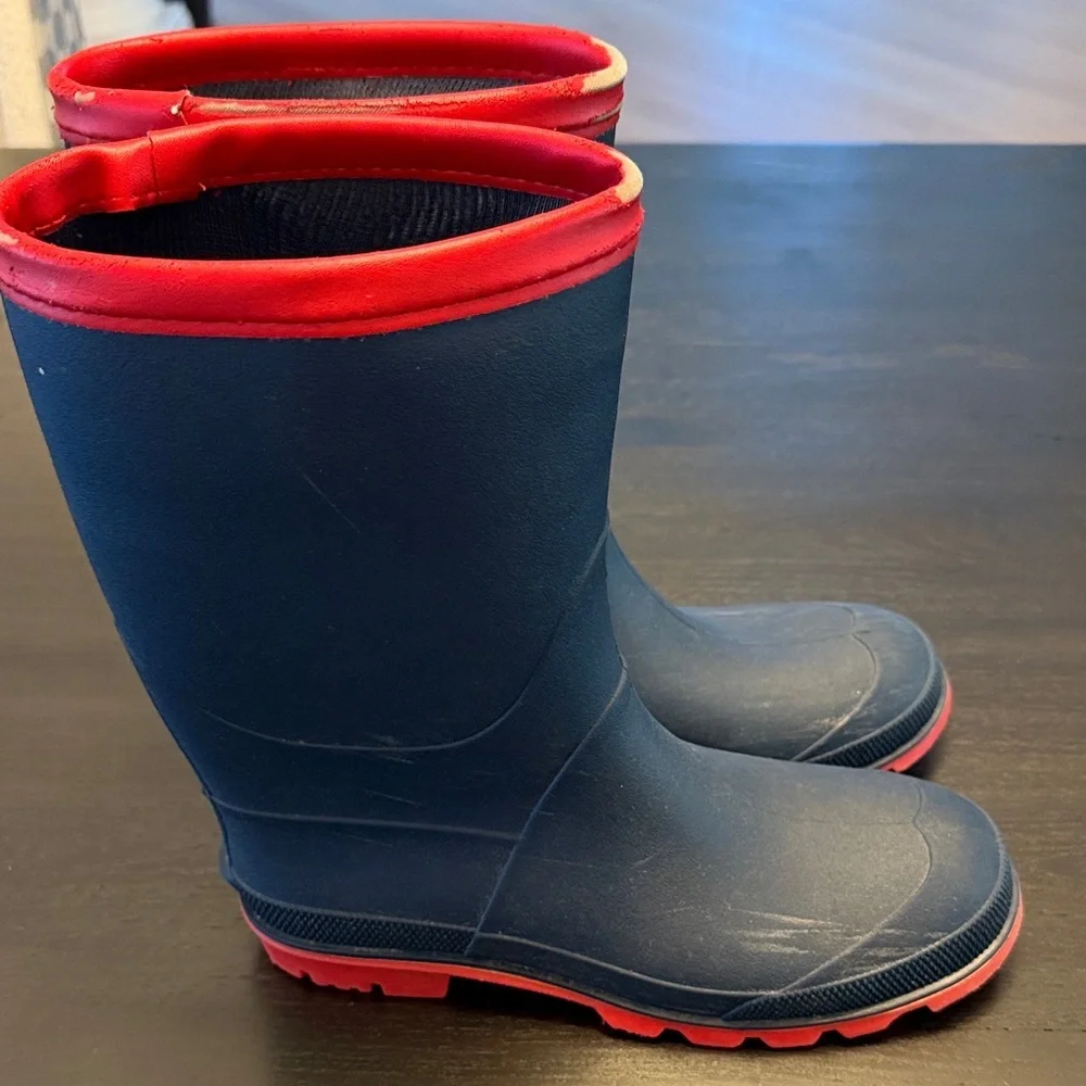 Kids Blue and Red Rain Boots